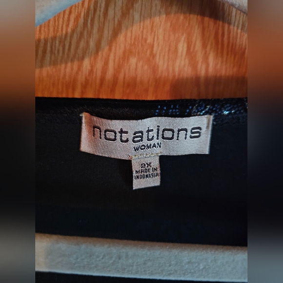 Notations Black and Blue Velvet Paisley Blouse 2x-duplicate - Picture 3 of 4